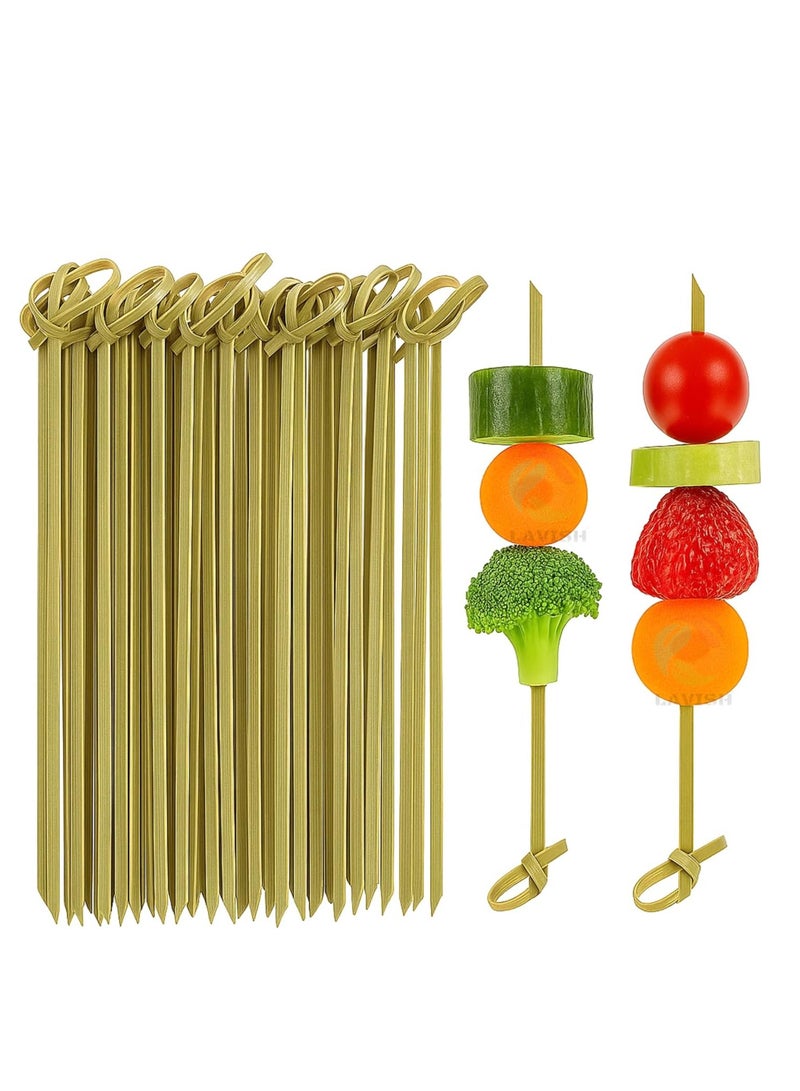 لافيش ١٠٠ قطعة | أعواد كوكتيل من الخيزران بطول ١٠ سم - أسياخ قابلة للتحلل الحيوي، معقودة، للمقبلات، والشواء، والسندويشات، والمشروبات | أعواد حفلات صديقة للبيئة للاستخدام مرة واحدة، للمناسبات وحفلات الطعام - Image 1