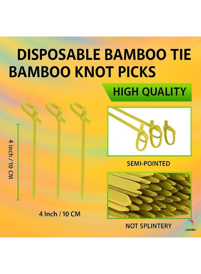 لافيش ١٠٠ قطعة | أعواد كوكتيل من الخيزران بطول ١٠ سم - أسياخ قابلة للتحلل الحيوي، معقودة، للمقبلات، والشواء، والسندويشات، والمشروبات | أعواد حفلات صديقة للبيئة للاستخدام مرة واحدة، للمناسبات وحفلات الطعام - Image 4