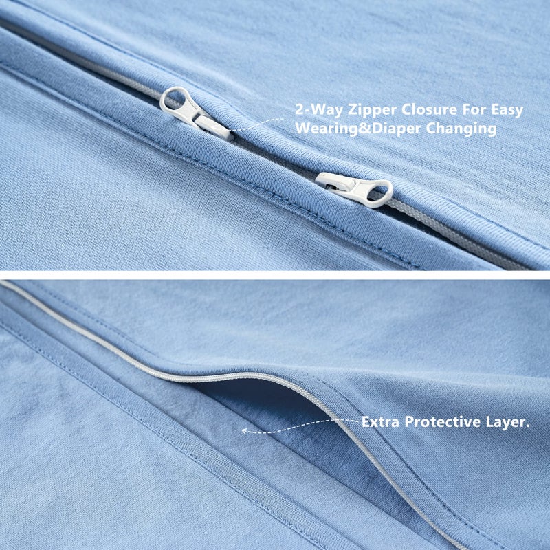 TILLYOU 2 Pack Infant Sleep Sack 0-6 Months 100% Cotton Wearable Blanket 0.5 TOG Sleeveless Summer Sleep Sacks with 2-Way Zipper, Sky Adventure & Sky Blue - Image 4