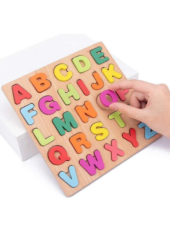 VNM Traders Colourful Wooden Puzzle Set for Kids: Capital Alphabets, Numbers and Shapes - Educational Learning Board for Toddlers and Preschoolers (ABCD, Numbers, Shapes) | Ages 0-6 - Image 5
