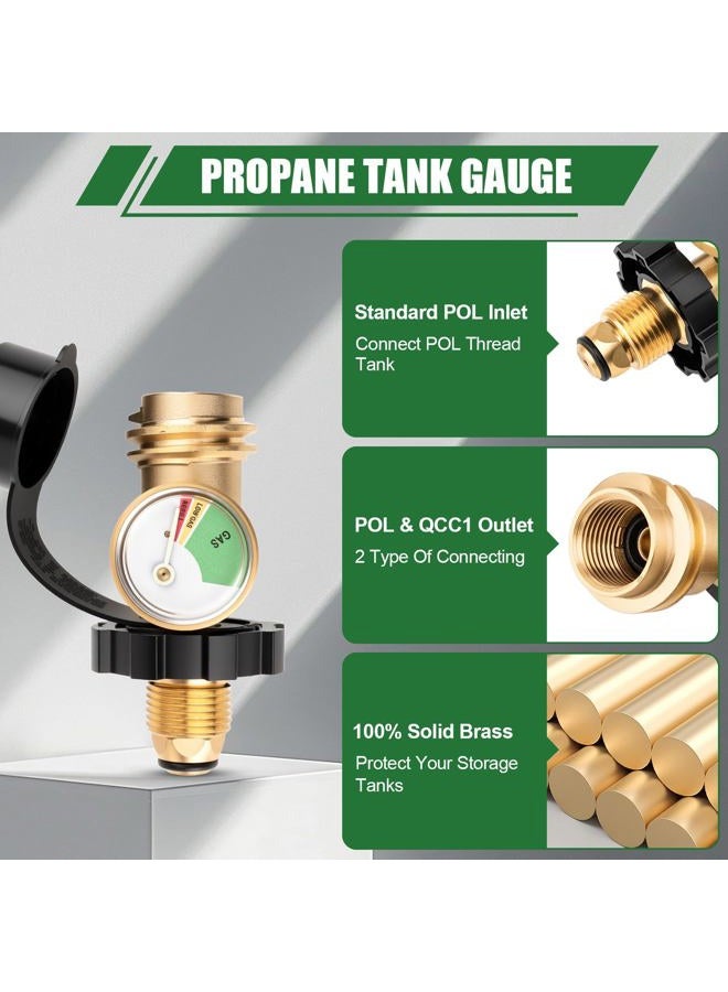 YEYETUO 100 lb Propane Tank Adapter, Propane Tank Gauge with Gauge, Fit POL to QCC1 Propane Tank Adapter, Old to New Connection Type 100lb Propane Tank Gauge - Image 5