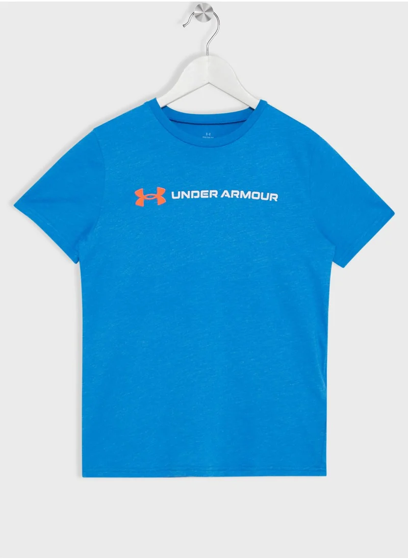 UNDER ARMOUR Boys' Wordmark Logo Short Sleeve T-Shirt