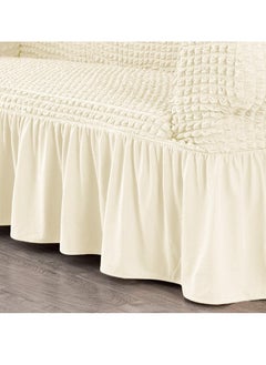 Arabest Sofa Slipcover One Piece Easy Fit Stretch Couch Cover with Skirt Durable Washable High Elastic Stretchable Universal Furniture Protector (Cream, 2 Seats)  - Image 4