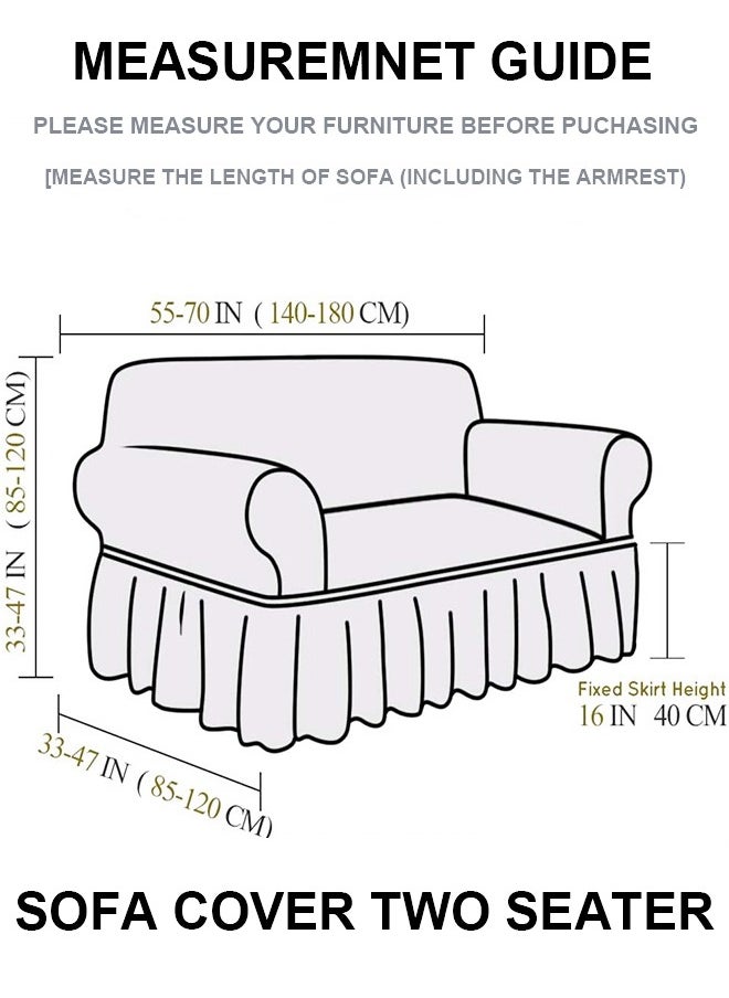 Arabest - Sofa Slipcover One Piece Easy Fit Stretch Couch Cover with Skirt Durable Washable High Elastic Stretchable Universal Furniture Protector (Cream, 2 Seats) - Image 1