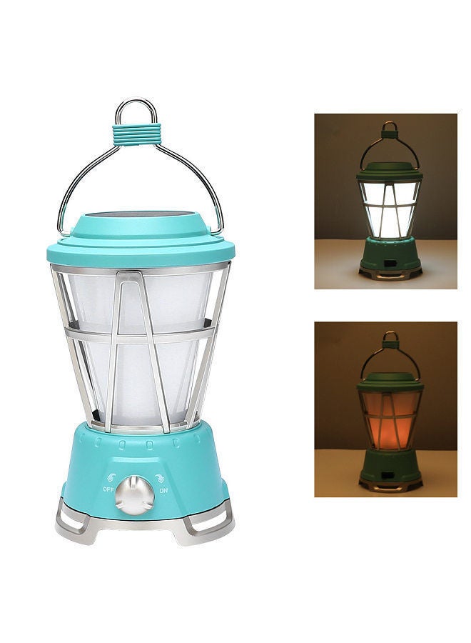 Outdoor Vintage Solar Hanging Lantern Camping Tent Lamp LED Night Light Green - Image 5