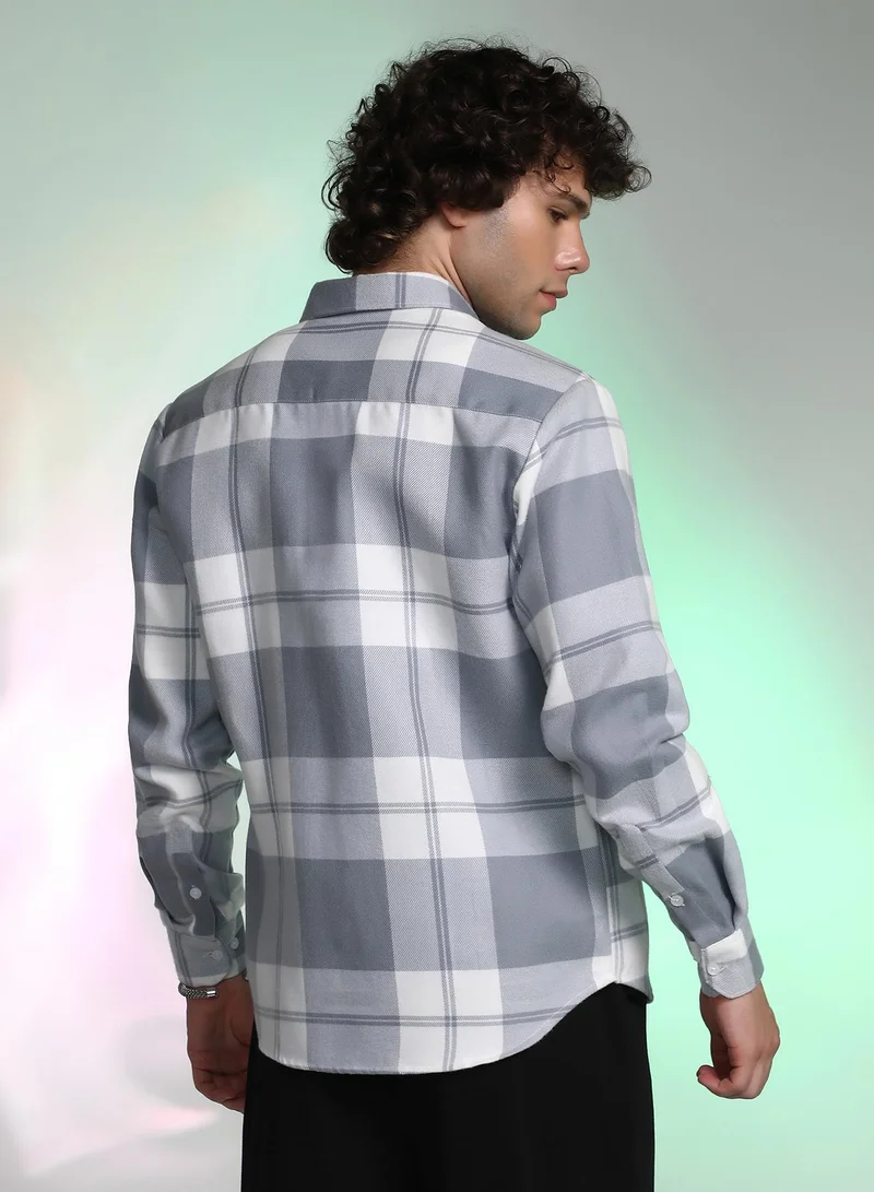 CAHOOT  Men's Coin Grey Tartan Utility Shirt for Men | Best Price UAE