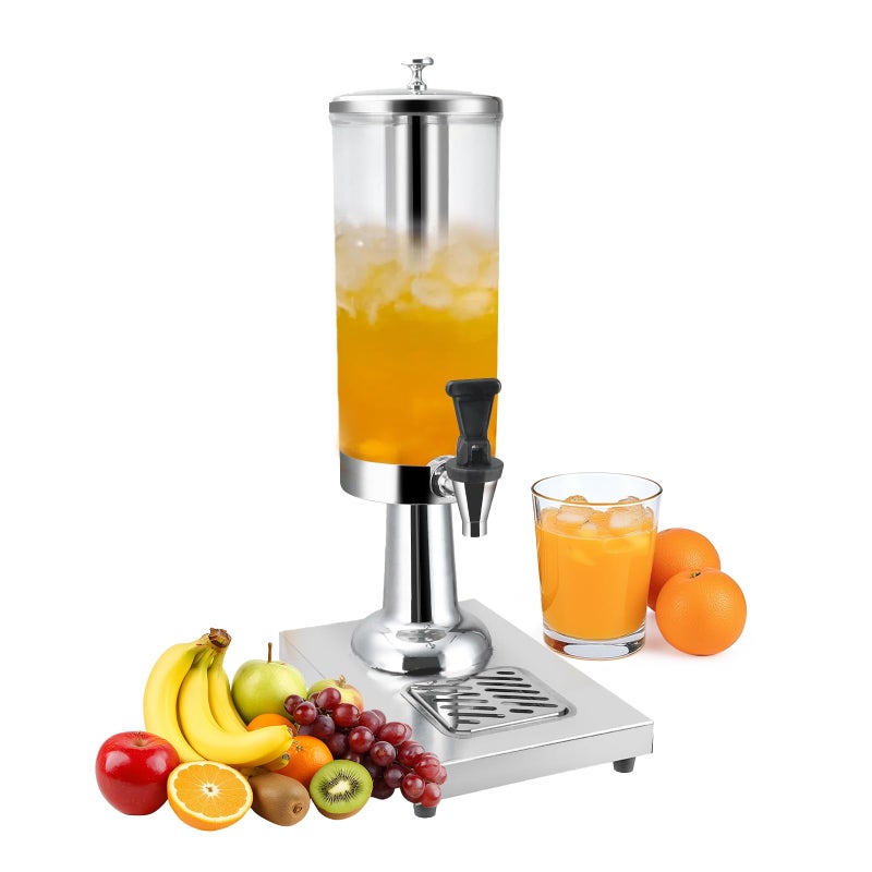 WELKOR Hot and Cold Beverage Dispenser with Stand, 0.79 Gallon All-in-One Commercial Drink Dispenser with Ice Core&Stainless Steel Drip Trays for Parties, Beer Bar, Coffee (1 HEAD-0.79 GAL, SILVER) - Image 1