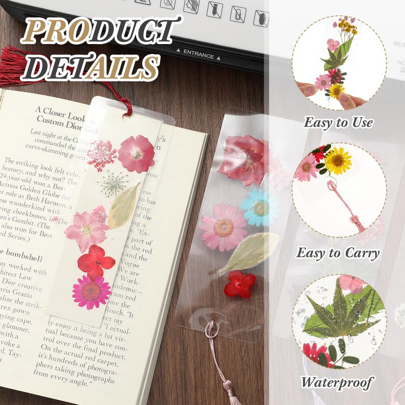 Fuyoooo 376 Pcs DIY Bookmark Making Kit, 150 Bookmark Laminating Pouches Bulk with 150 Tassels and Puncher DIY Projects Party Favor Gift for Reading Women Book Lovers(2 x 6 Inch,Rainbow Color) - Image 3