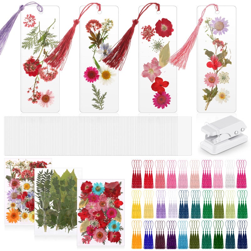 Fuyoooo 376 Pcs DIY Bookmark Making Kit, 150 Bookmark Laminating Pouches Bulk with 150 Tassels and Puncher DIY Projects Party Favor Gift for Reading Women Book Lovers(2 x 6 Inch,Rainbow Color) - Image 1