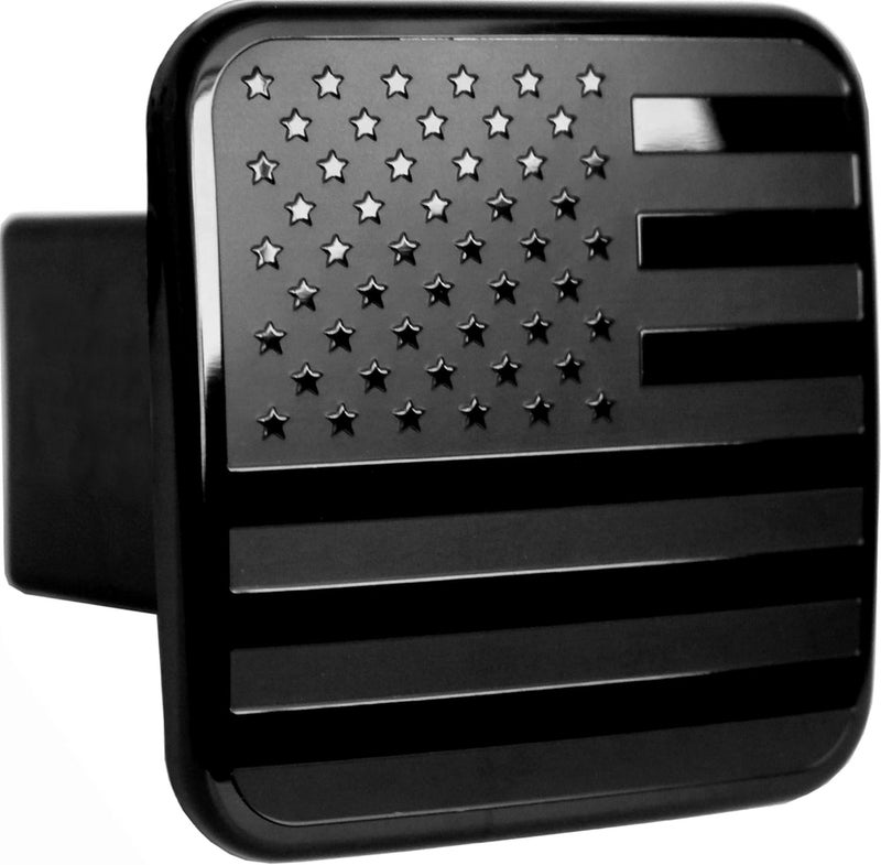eVerHITCH USA Black Metal Flag Hitch Plug Cover, Fits 2" Receiver - Image 1