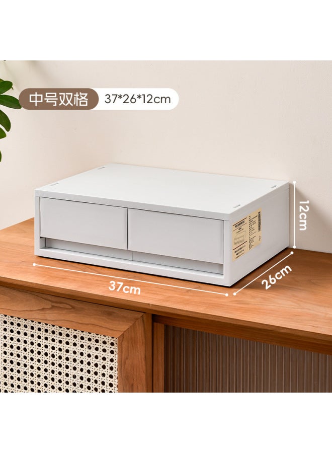 Quner Style Desktop Storage Box Cosmetic File Storage Household Sundries Storage Container Multi-layer Compartment Dustproof Drawer - Image 1