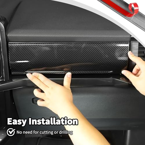 JWWY Passenger Side Console Storage Center Console Glove Panel Dashboard Cover Trim Fit for 2021-2024 Ford F150 Interior Accessories ABS Carbon Fiber - Image 4