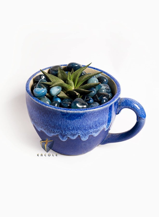 Ercole® Decorative Small Size Polished Shiny Smooth Onyx Pebble Stones for Aquarium Fish Tank Plant Pots Garden Home Table & Outdoor Decoration (Blue, 500 Grams) - Image 3