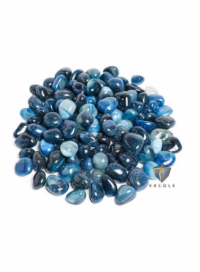 Ercole® Decorative Small Size Polished Shiny Smooth Onyx Pebble Stones for Aquarium Fish Tank Plant Pots Garden Home Table & Outdoor Decoration (Blue, 500 Grams) - Image 1