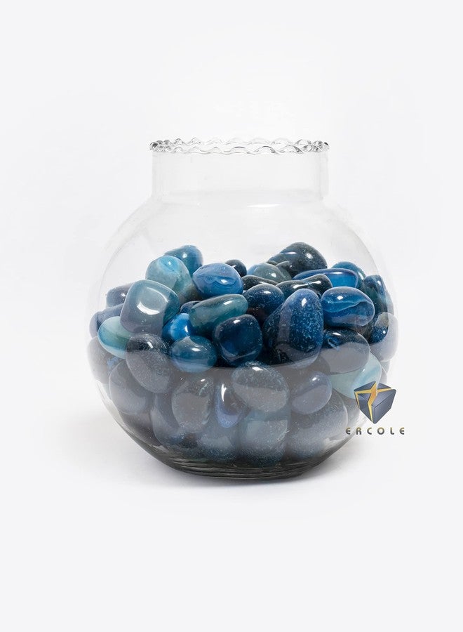 Ercole® Decorative Small Size Polished Shiny Smooth Onyx Pebble Stones for Aquarium Fish Tank Plant Pots Garden Home Table & Outdoor Decoration (Blue, 500 Grams) - Image 5