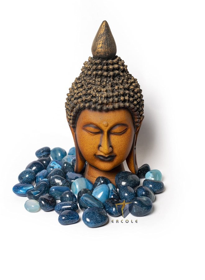 Ercole® Decorative Small Size Polished Shiny Smooth Onyx Pebble Stones for Aquarium Fish Tank Plant Pots Garden Home Table & Outdoor Decoration (Blue, 500 Grams) - Image 2