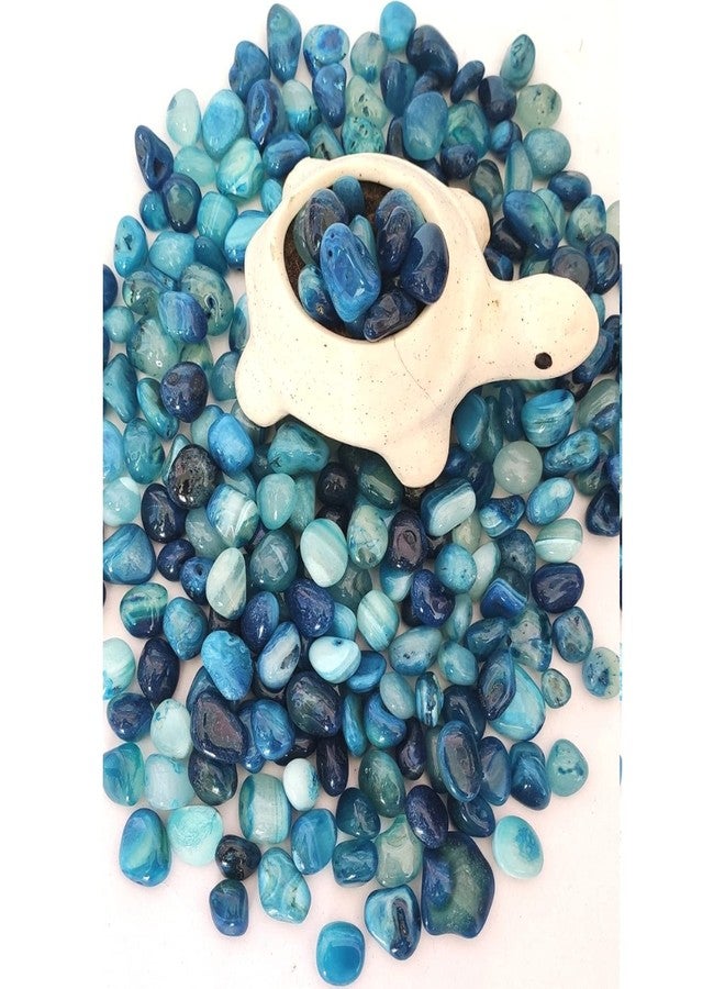 Ercole® Decorative Small Size Polished Shiny Smooth Onyx Pebble Stones for Aquarium Fish Tank Plant Pots Garden Home Table & Outdoor Decoration (Blue, 500 Grams) - Image 4
