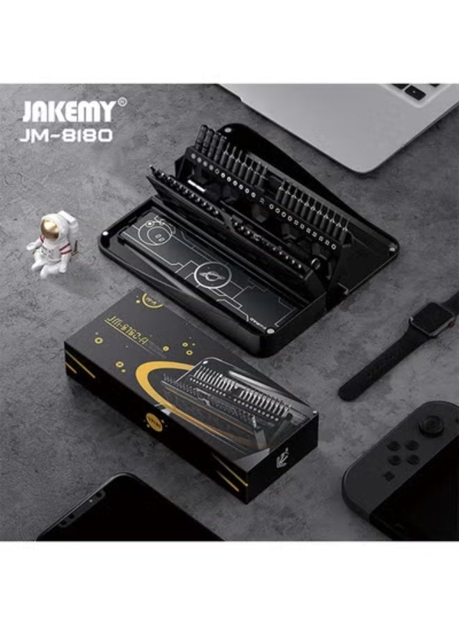 JAKEMY JM-8180 Manual Mini Precision Screwdriver Set for Glasses, Hex and Flathead Screws - 47-in-1 Computer Repair Tool Kit (Black) - Image 4