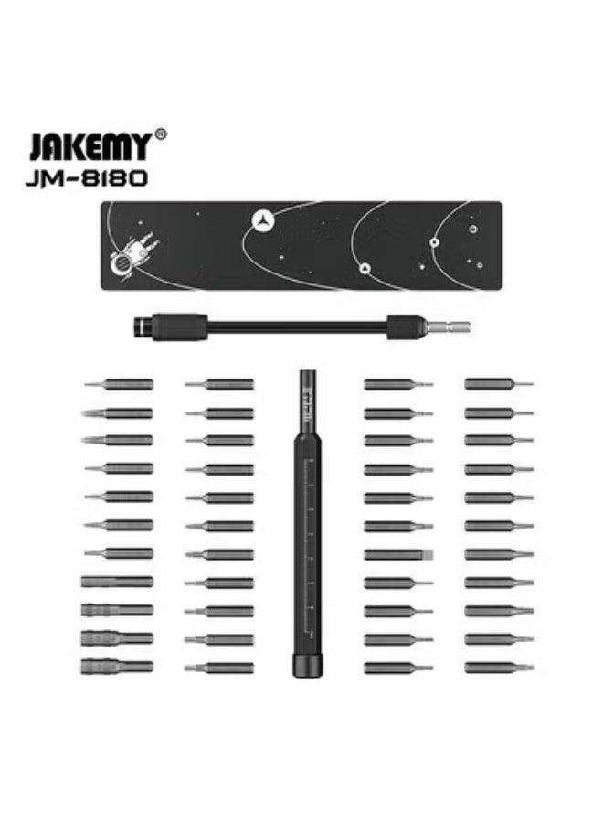 JAKEMY JM-8180 Manual Mini Precision Screwdriver Set for Glasses, Hex and Flathead Screws - 47-in-1 Computer Repair Tool Kit (Black) - Image 2