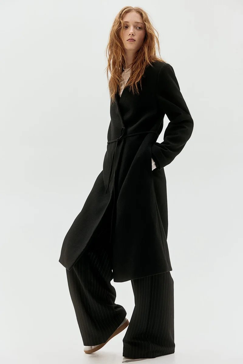 H&M Tie-detail felted coat