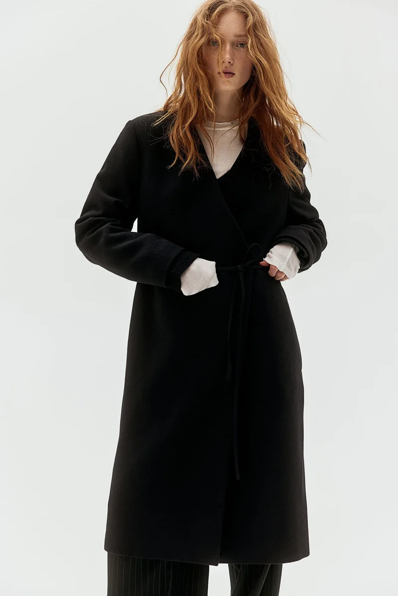 H&M Tie-detail felted coat