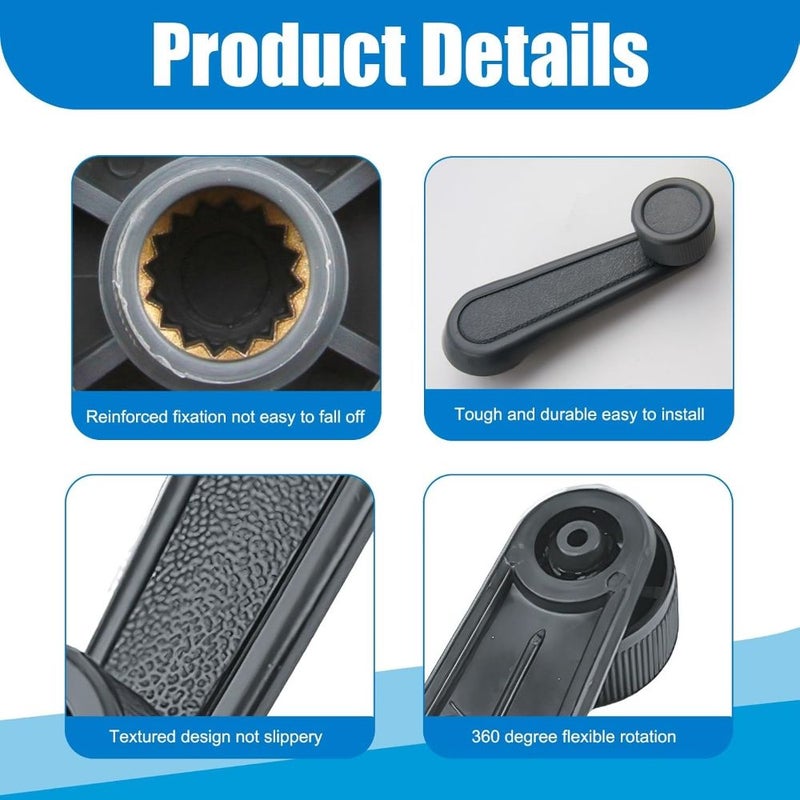 4pcs Black Car Window Regulator Crank Handle with Bushing Spring Universal Replacement for Auto Repair - Image 3