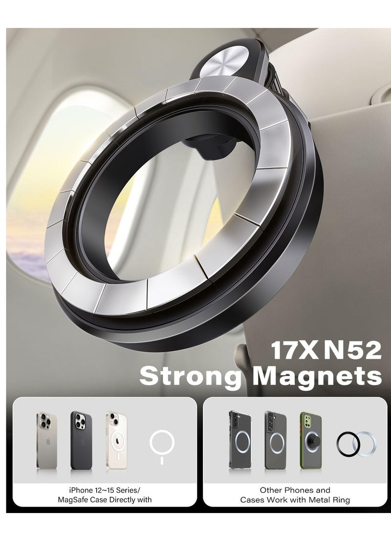 Excefore - For Magsafe Airplane Phone Holder Travel Essentials, Travel Essentials Phone Mount with Multi-Angle Rotation, Travel Must Haves for Flying Fit for iPhone 12 13 14 15 Series & Popsocket - Image 1