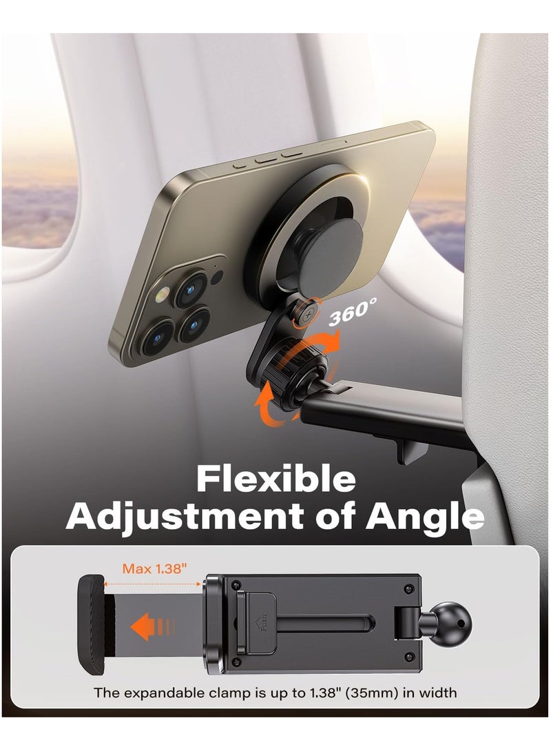 Excefore - For Magsafe Airplane Phone Holder Travel Essentials, Travel Essentials Phone Mount with Multi-Angle Rotation, Travel Must Haves for Flying Fit for iPhone 12 13 14 15 Series & Popsocket - Image 1