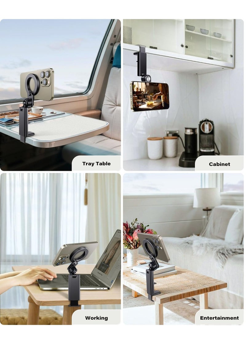 Excefore - For Magsafe Airplane Phone Holder Travel Essentials, Travel Essentials Phone Mount with Multi-Angle Rotation, Travel Must Haves for Flying Fit for iPhone 12 13 14 15 Series & Popsocket - Image 1