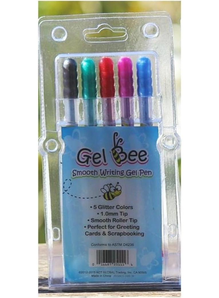 جليتر Glitter Smooth Writing Gel Pens, Set of 5 Colours - Image 3