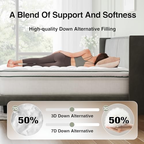 Novilla Twin XL Mattress Topper Soft Pillow Top for Dorm Bed Breathable Quilted Mattress Pad Cover with Deep Pocket Down Alternative Fill Machine Washable Back to School Essentials - Image 3