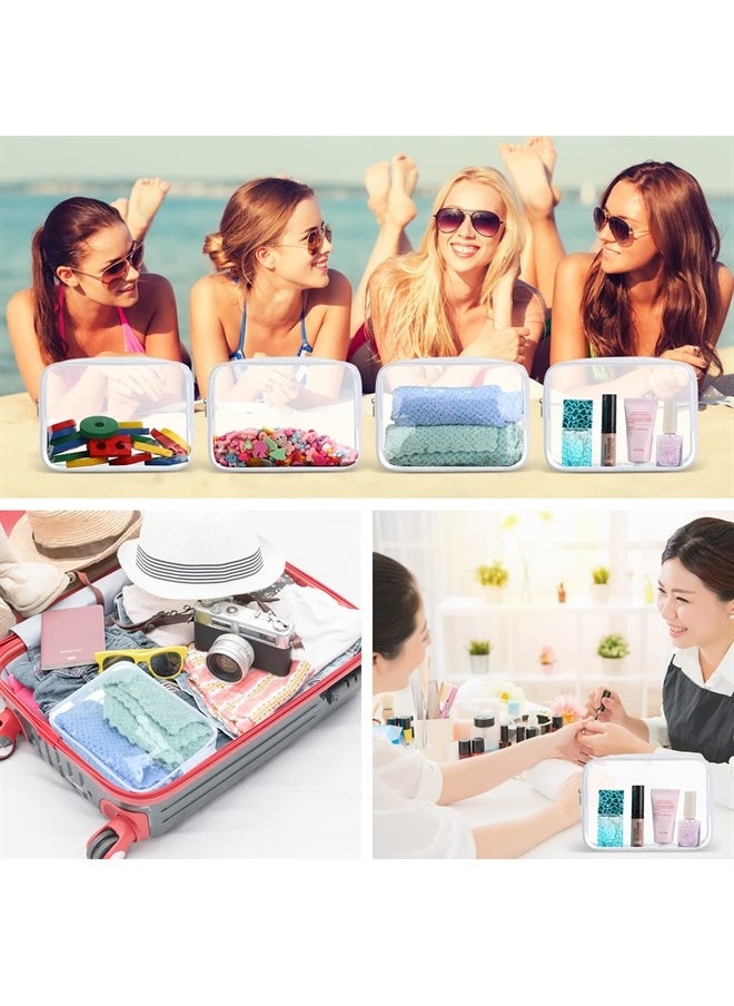Sanwuta 100 PCS Clear Makeup Bags 7.1 X 1.6 X 5.5 in Bulk Travel Toiletry Bags Tsa Approved Clear Cosmetic Bag Transparent Cosmetic Pouches with Zipper for Vacation (White)  - Image 3