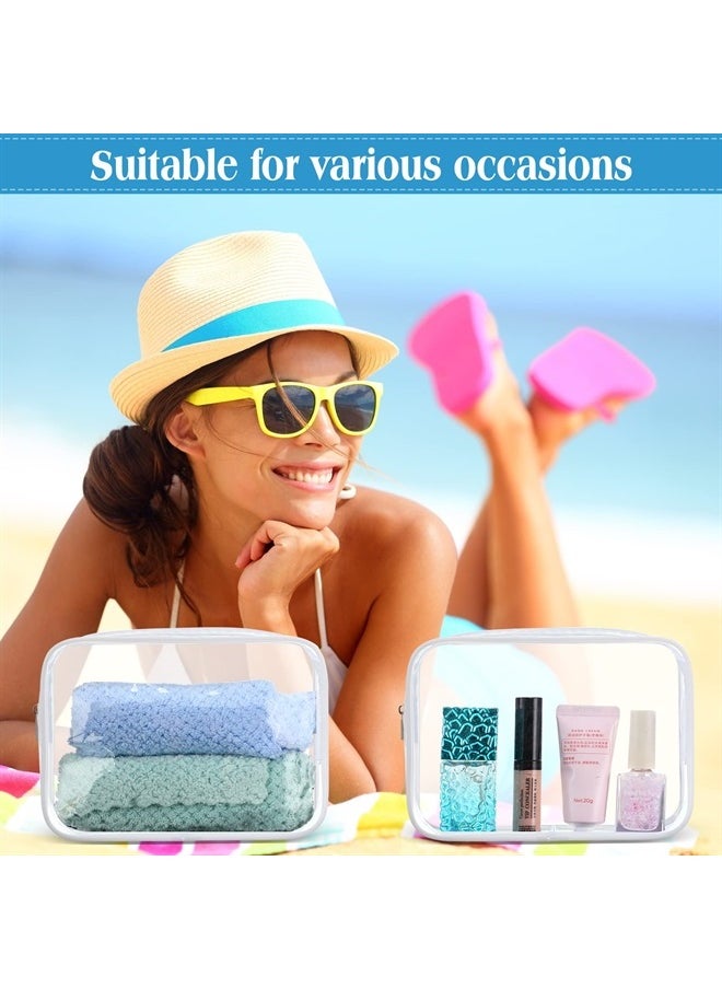 Sanwuta 100 PCS Clear Makeup Bags 7.1 X 1.6 X 5.5 in Bulk Travel Toiletry Bags Tsa Approved Clear Cosmetic Bag Transparent Cosmetic Pouches with Zipper for Vacation (White)  - Image 4