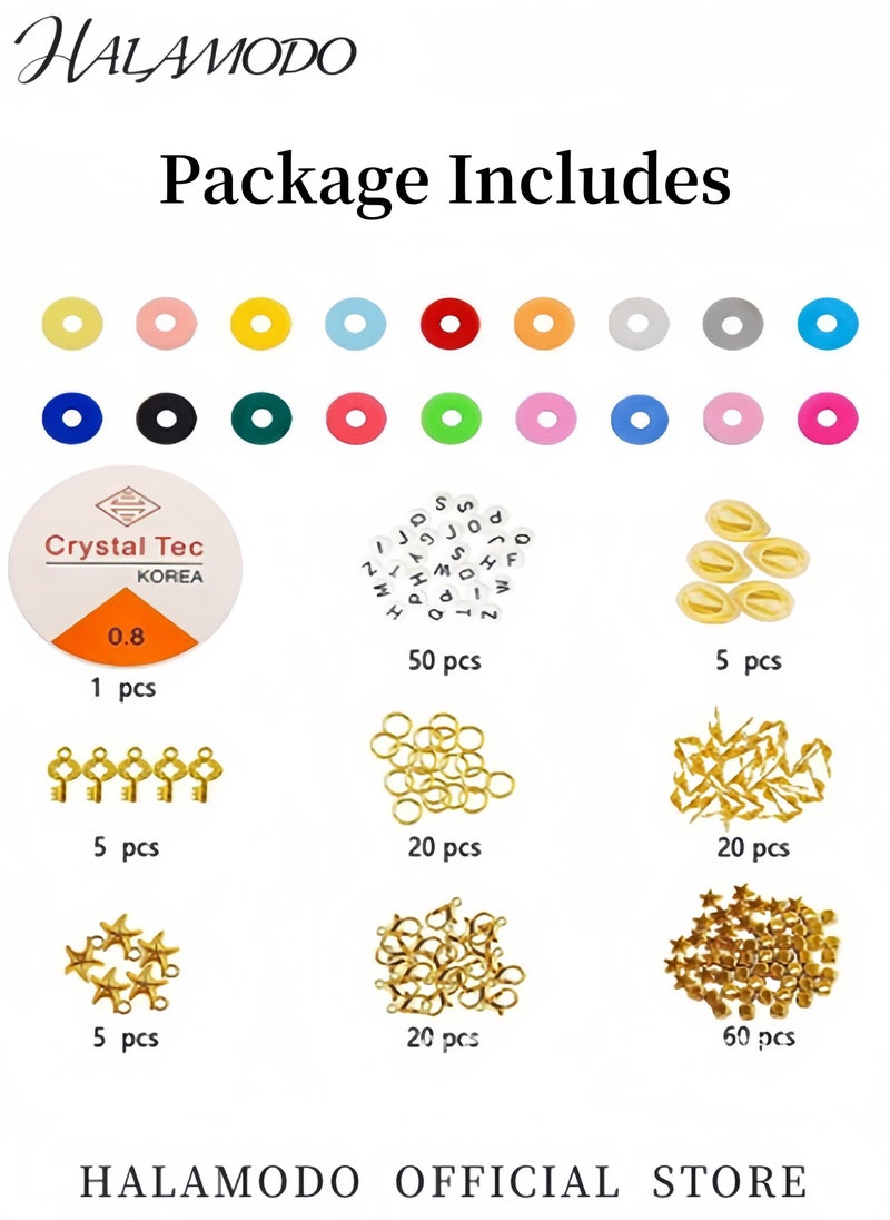 HALAMODO - DIY Clay Beads for Anklets Bracelets Women Bohemian Rainbow Foot Chain Summer Beach Beads Ankle Bracelet in Multiple Colors for Jewelry Making - Image 1