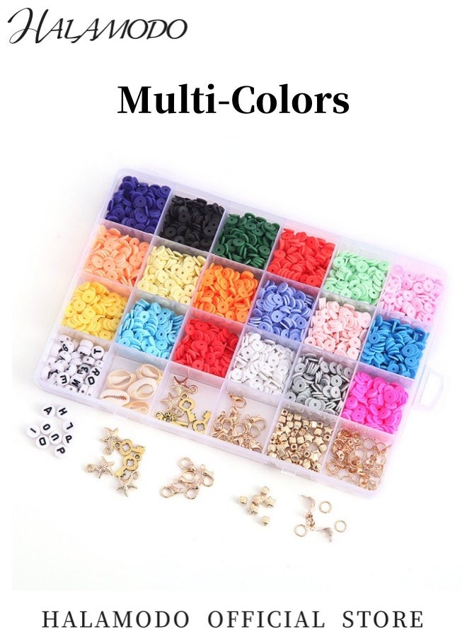 HALAMODO - DIY Clay Beads for Anklets Bracelets Women Bohemian Rainbow Foot Chain Summer Beach Beads Ankle Bracelet in Multiple Colors for Jewelry Making - Image 1