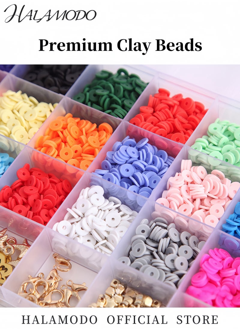HALAMODO - DIY Clay Beads for Anklets Bracelets Women Bohemian Rainbow Foot Chain Summer Beach Beads Ankle Bracelet in Multiple Colors for Jewelry Making - Image 1