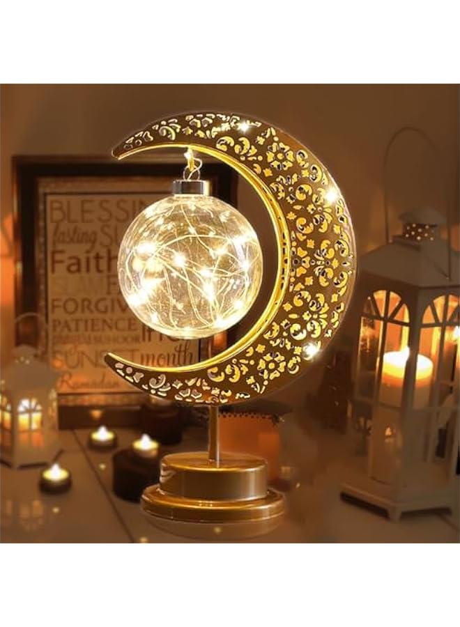 Arabest Enchanted Lunar Ramadan Lamp for Home Table Decor, Galaxy Moon Night Light, Battery Operated Eid Mubarak Decor, Ramadan Lights - Decorations. - Image 1