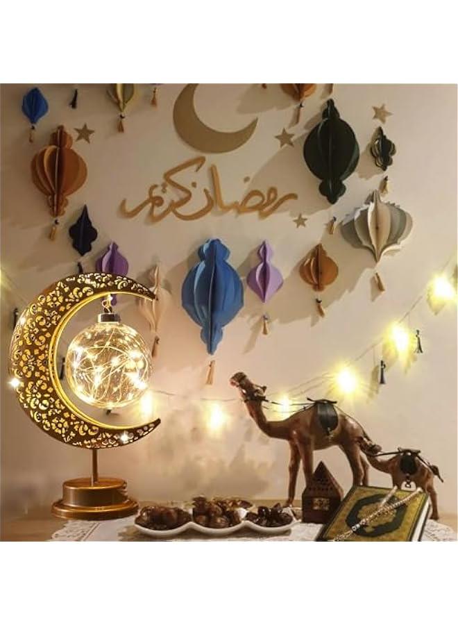Arabest Enchanted Lunar Ramadan Lamp for Home Table Decor, Galaxy Moon Night Light, Battery Operated Eid Mubarak Decor, Ramadan Lights - Decorations. - Image 3