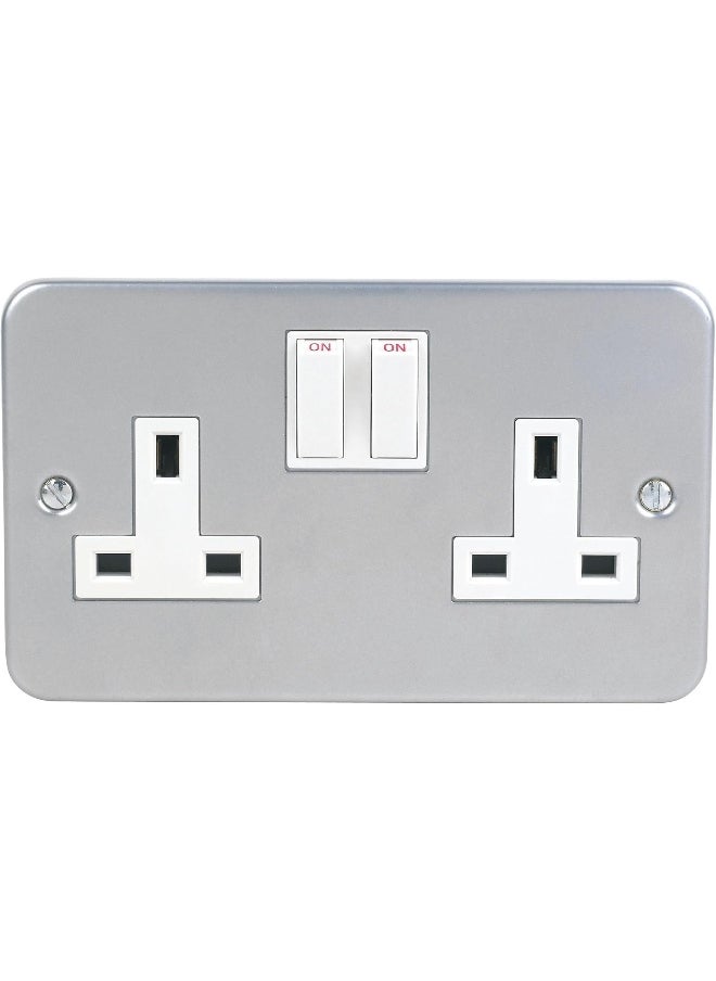 melfi Metal Clade Electrical Wall Switch: Epoxy Gray Powder Coated for Enhanced Durability (METAL CLADE SWITCH SOCKET 13A DOUBLE)  - Image 1