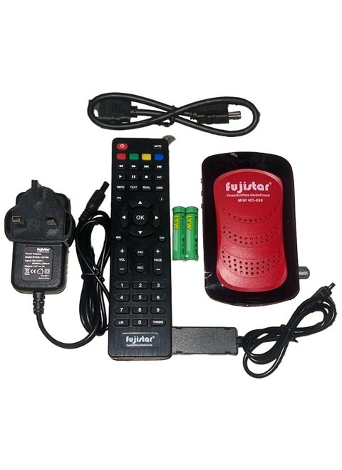جهاز استقبال الأقمار الصناعية الرقمي Fujistar Mini HD-888 بشاشة مزدوجة ومستشعر مزدوج، أحمر/أسود (جهاز استقبال الأقمار الصناعية بدقة 4K)