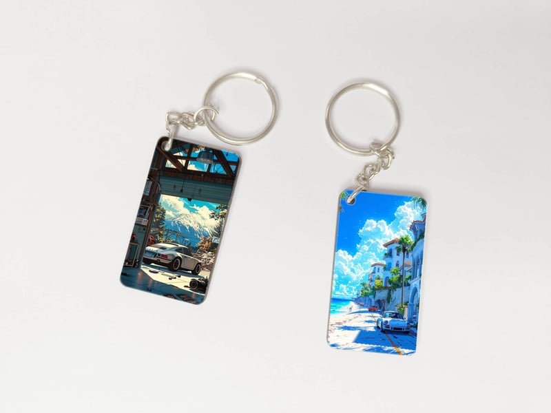 OUTFITQUE OUTFITQUE Premium (Pack of 2) Anime- 435 Printed Long Keychain For Bike, Scooty, Car, MDF Keyholder - Image 1