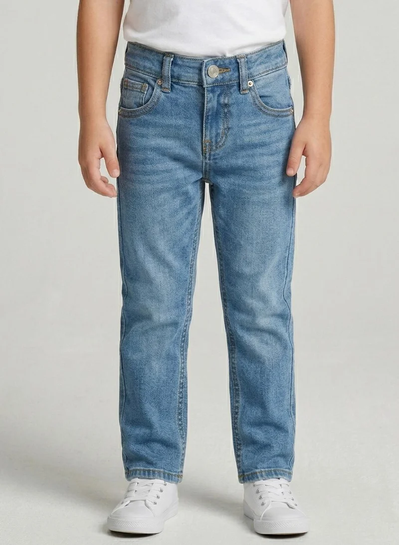 babyqlo Boys Light Wash Adjustable Waist Regular Jeans