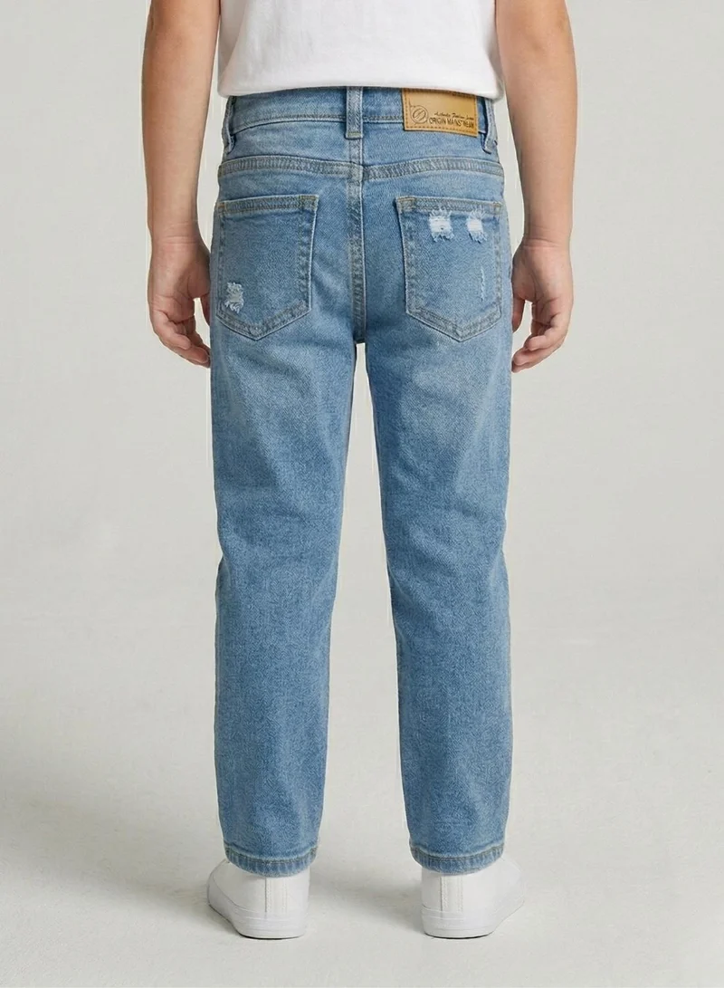 babyqlo Boys Light Wash Adjustable Waist Regular Jeans