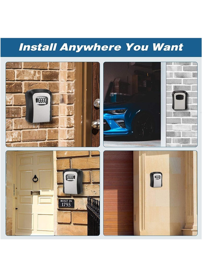 Security Key Lock Box, 4 Digit Metal Outdoor Safe Key Box, Weatherproof Lock box for House Key, Wall Mount Key Storage, Resettable Code, for Outdoor and Indoorfor Outdoor and Indoor - Image 5