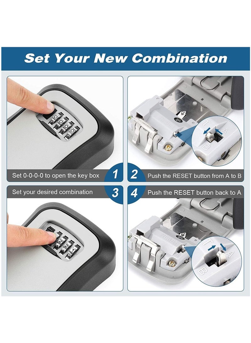 Security Key Lock Box, 4 Digit Metal Outdoor Safe Key Box, Weatherproof Lock box for House Key, Wall Mount Key Storage, Resettable Code, for Outdoor and Indoorfor Outdoor and Indoor - Image 3
