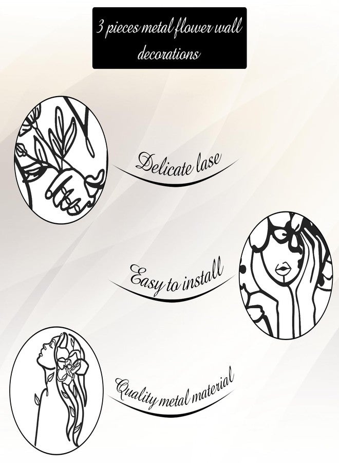 Photect 4 Pieces Metal Wall Art Decor Black Single Line Art Drawing Minimalist Abstract Female Woman Wall Sculptures Hanging Decor Accents for Bathroom Living Room(Modern) - Image 5