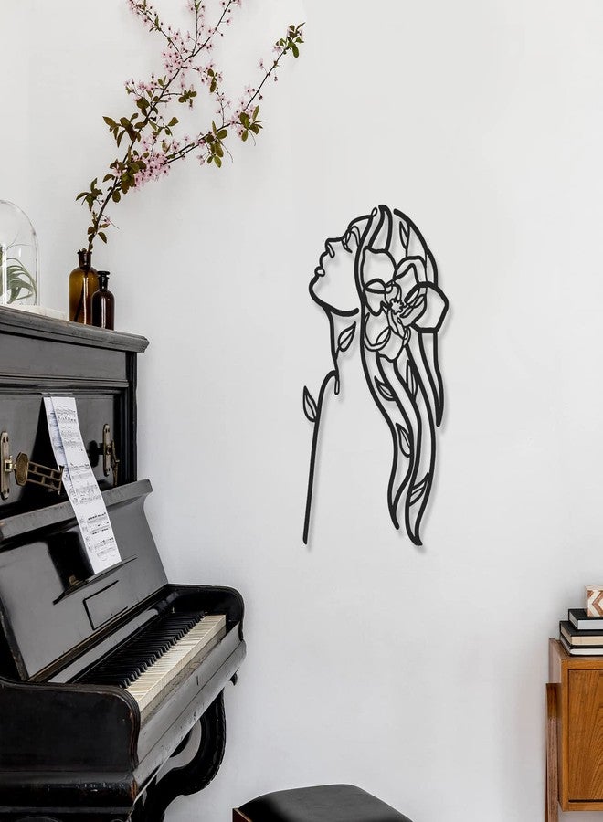 Photect 4 Pieces Metal Wall Art Decor Black Single Line Art Drawing Minimalist Abstract Female Woman Wall Sculptures Hanging Decor Accents for Bathroom Living Room(Modern) - Image 2