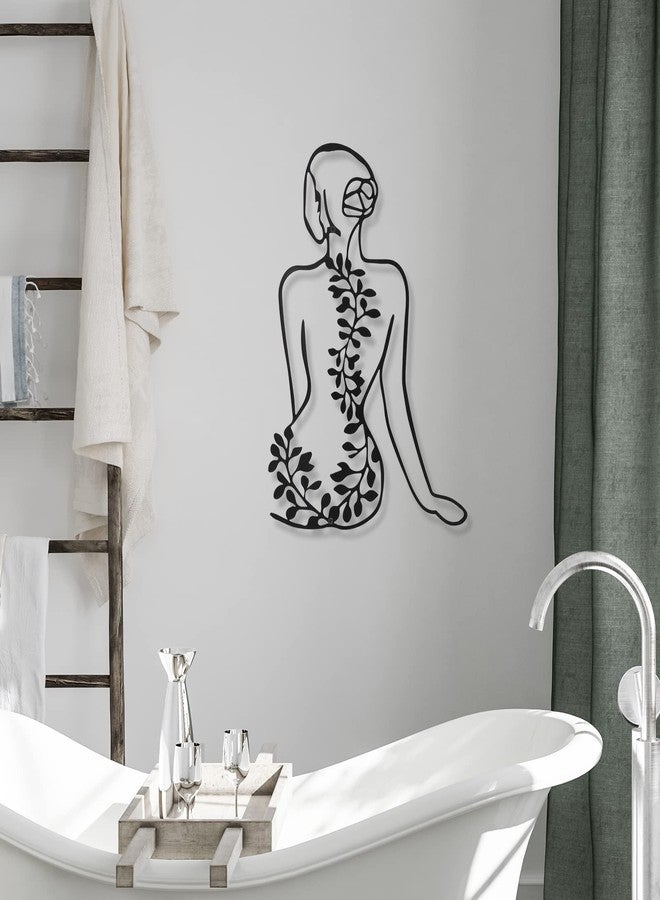 Photect 4 Pieces Metal Wall Art Decor Black Single Line Art Drawing Minimalist Abstract Female Woman Wall Sculptures Hanging Decor Accents for Bathroom Living Room(Modern) - Image 4