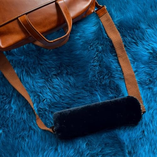 AOGELAN 2 Pack Black Fluffy Fuzzy Genuine Sheepskin Car Seat Belt Cover Pad, Seatbelt Cushion for Soft Auto Lambswool Shoulder Strap Cushion Adults (2, Black) - Image 4