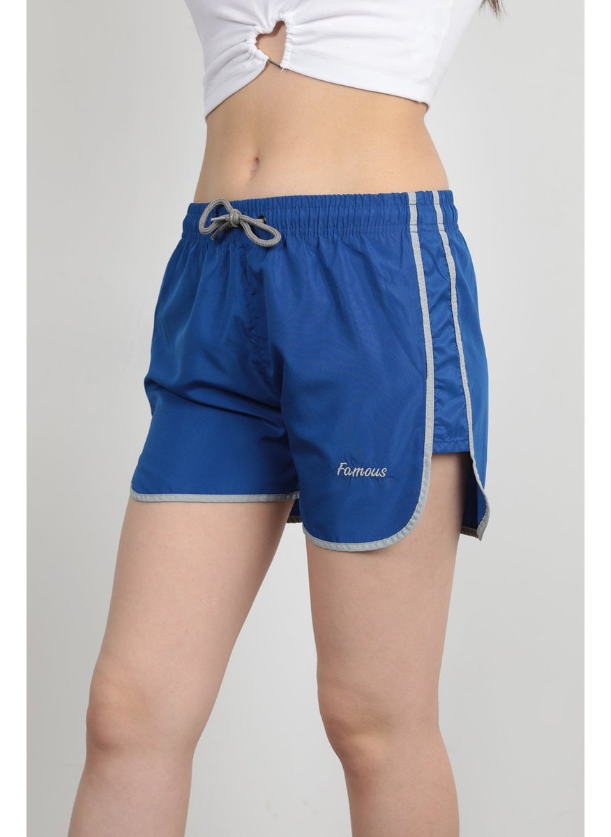 Giysa John Borners Women's Swim Shorts Rope Tie Light Elastic Waist Short Cut Saxe Blue - 5402  - Image 1